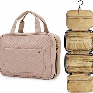 NWT Light Pink/Beige Hanging Travel Makeup Bag